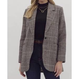 NEW ENTRO tastefully tartan blazer in black
